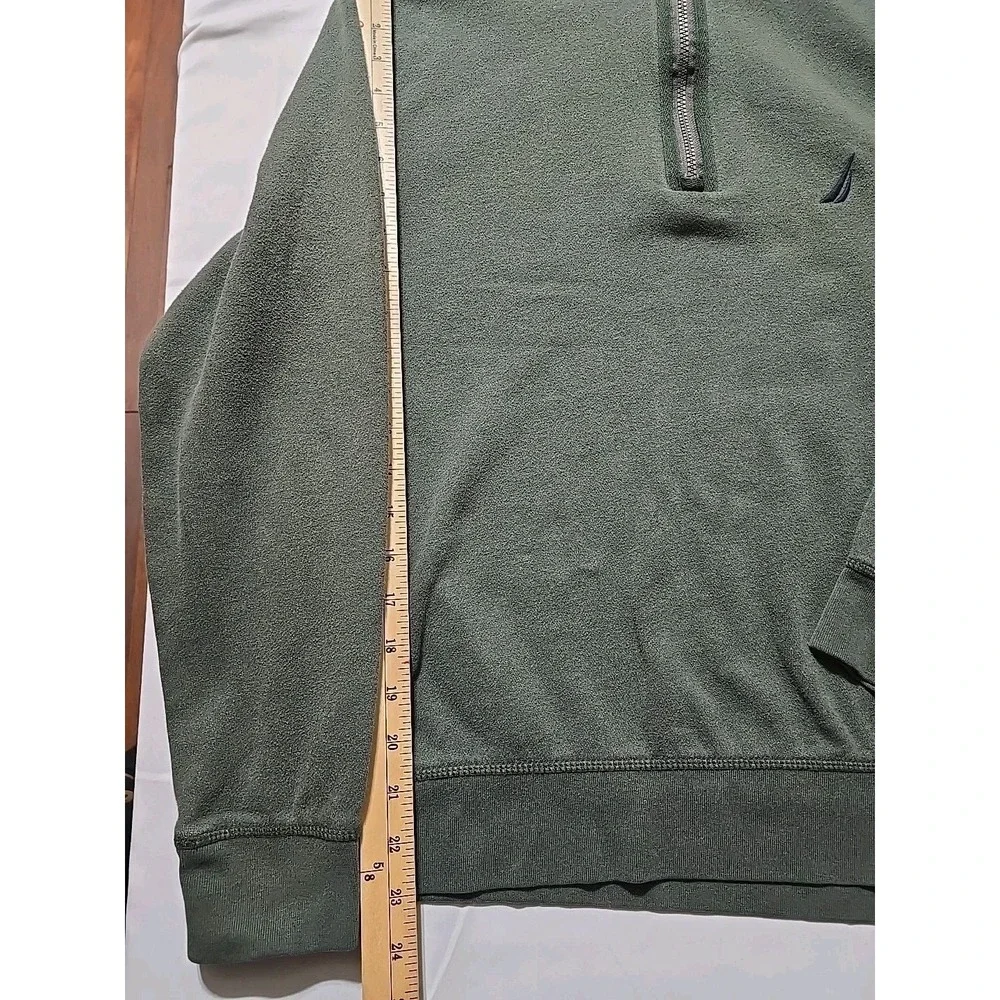 Nautica Mens Medium Green‎ 1/4 Zip Mock Neck Pullover Sweater Sweatshirt Preppy